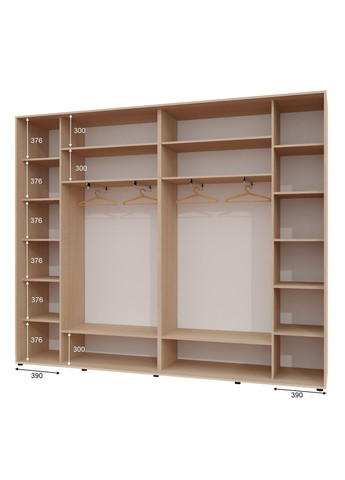 Шафа-купе тридверна 300*45*220 см Дуб молочний 3 двері Дзеркало Люкс-147 Алекса (360440443)