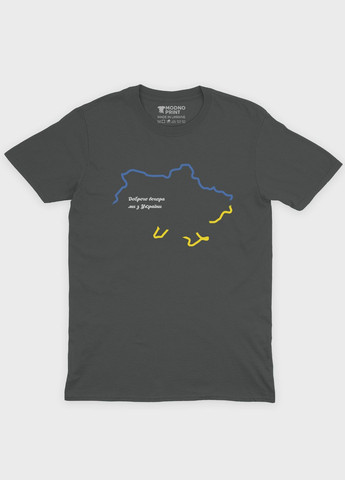 Темно-серая мужская футболка с патриотическим принтом карта украины (ts001-1-slg-005-1-027) Modno