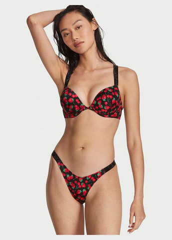 Комбинированный демисезонный женский купальник shine strap bombshell add2-cups push-up bikini со стразами 75d/m ягоды Victoria's Secret