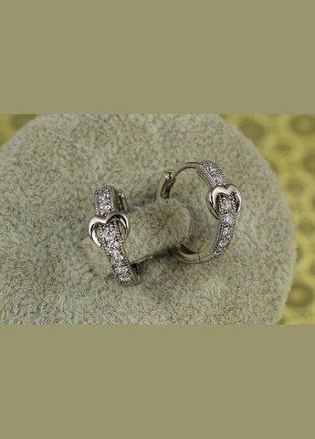 Сережки кільця Хuping Jewelry доріжка із серцем 1,5 см сріблясті Xuping Jewelry (316434281)