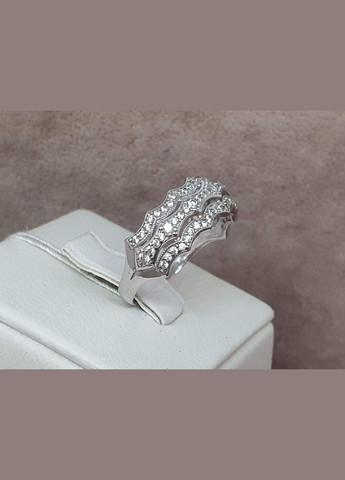 Срібне кільце Шелест хвиль з фіанітами. 1604/1Р-CZ 18 AGNI (322578653)