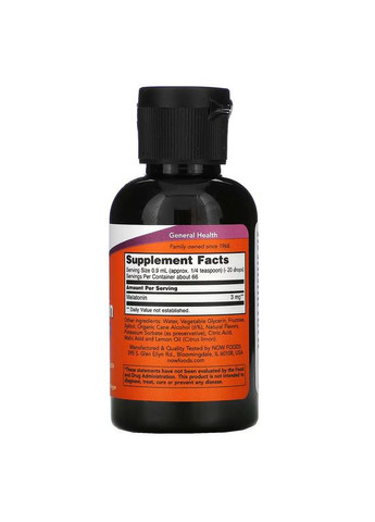 Натуральная добавка Liquid Melatonin, 60 мл Now (326051504)