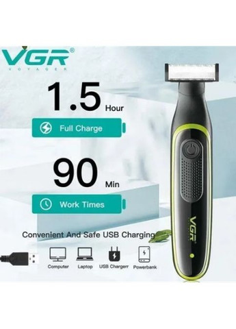 Електрична машинка тример для стриження бороди та вусів з USB +3 насадки, VGR V-017 No Brand (323486267)