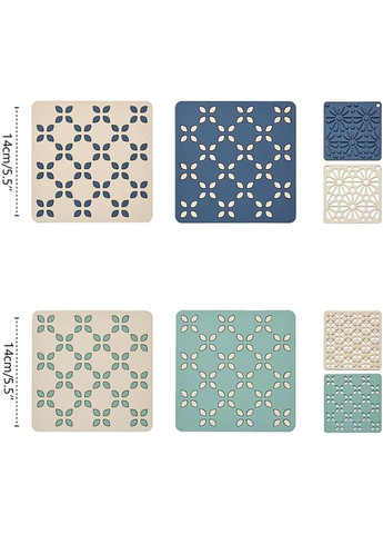 Силіконова підставка під гаряче килимок для чашки банки з декоративним рельєфним візерунком 14 × 14 × 0,5 см Kitchen Master (350884000)