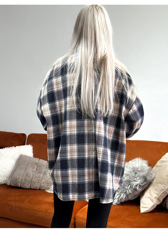 Синяя повседневный, кэжуал рубашка в клетку Україна с длинным рукавом