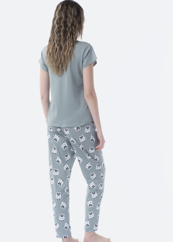 Оливкова всесезон жіноча піжама. бавовна футболка + штани Tex