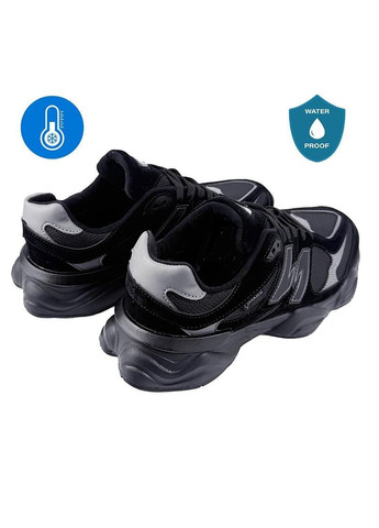 Чорні кросівки чоловічі батали комбіновані чорні 1010-1 No Brand