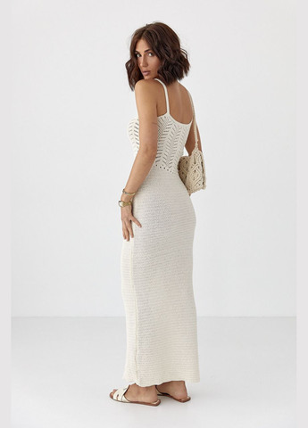 Бежева довга літня в'язана сукня Lurex