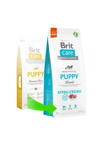 Сухой корм Dog Hypoallergenic Puppy для щенков, гипоаллергенный с ягненком, 12 кг Brit Care (362701193)