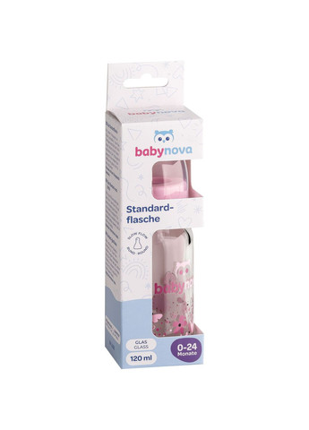 Бутылочка Декор, стеклянная, 120 мл, розовый () Baby-Nova 3960333 (328400370)
