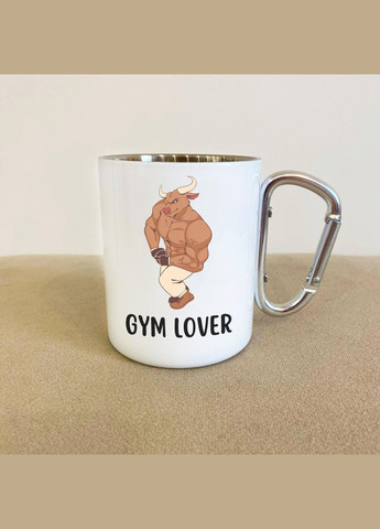 Кружка металлическая с карабином "Gym Lover" 300 мл Белая No Brand (324264076)
