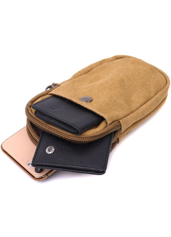 Вертикальная сумка-чехол на пояс с металлическим карабином из текстиля 22227 Vintage (329150064)