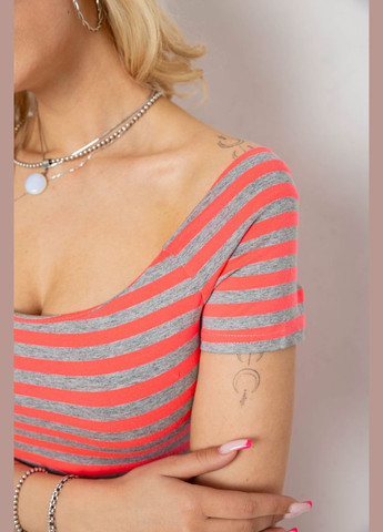 Коралловое кэжуал платье в полоску Ager