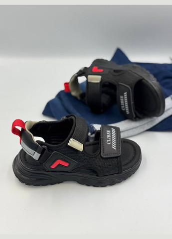 Черные легкие босоножки, сандалии для мальчиков с кожаной стелькой. Clibee