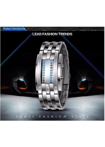 Годинник наручний Сірий чоловічий з LED-дисплеєм для часу та дати цифровий водонепроникний Skmei (372459843)