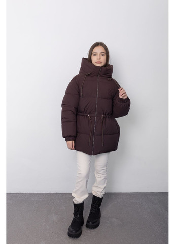 Комбинированная зимняя куртка шоколадный 1 Cvetkov Луиза