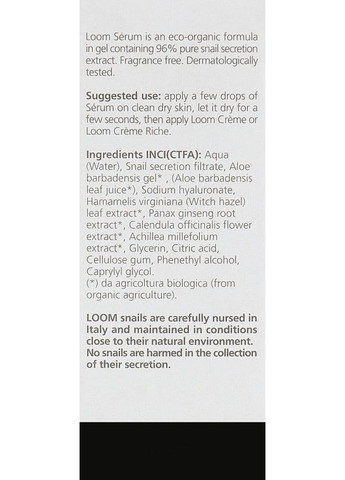Сироватка для обличчя з екстрактом слизу равлика (96%) Loom Serum 30ml (286253-7583) Bioearth (368607425)