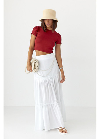 Однотонная футболка Massimo Dutti - темно-красный цвет Lurex - (353306189)