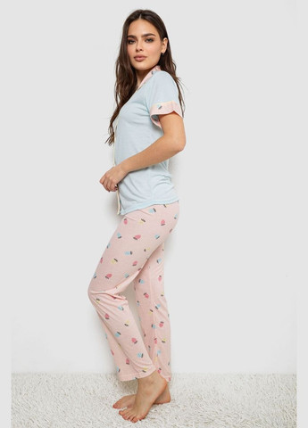 Блакитна всесезон жіноча піжама з принтом Fashion
