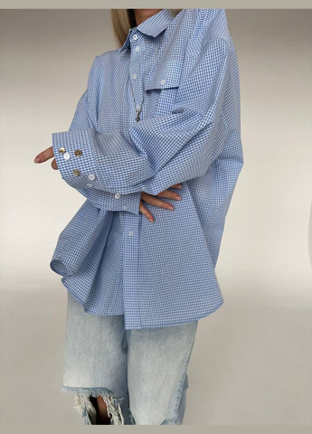 Голубой классическая рубашка в клетку DK/DL Мода без кордонів