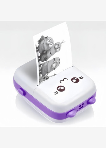 Дитячий міні принтер з набором паперу 2 шт Білий з фіолетовим No Brand (299153196)