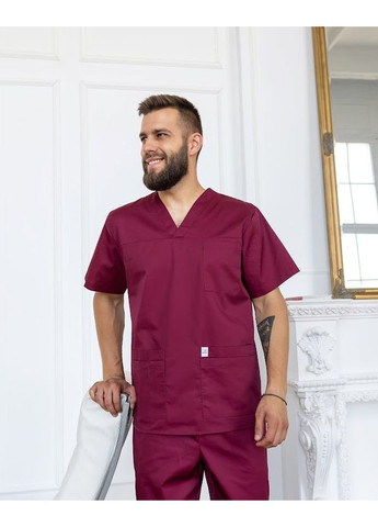 Бордовий демісезонний костюм медичний чоловічий леон бавовна короткий рукав 46, зелений No Brand