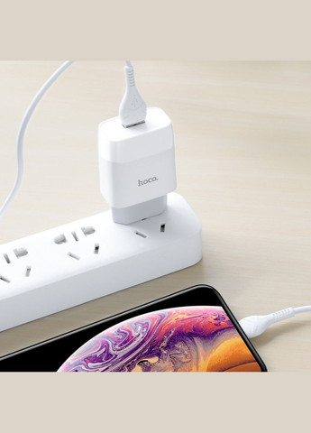 Мережевий зарядний пристрій C72Q Glorious single port QC3.0 charger set(Micro) 18W White Hoco C72Q Glorious single port QC3.0 charger set(Micro) (340279386)