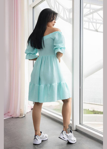 Голубое кэжуал платье No Brand однотонное