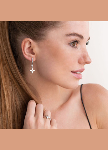 Серебряные серьги Клевер с фианитами 2065/1р-CZ Oniks (268559813)