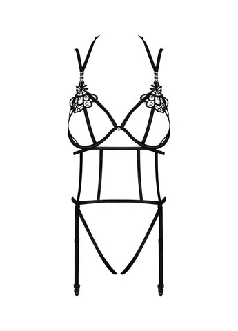 Боді зі стреп із доступом Badossa crotchless teddy S/M, чорний Obsessive (358890770)