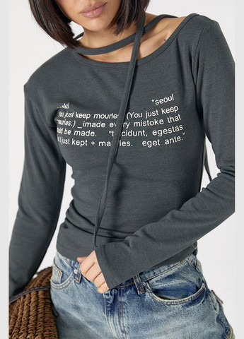 Трикотажный лонгслив на завязках с ассиметричной горловиной Lurex (317618532)