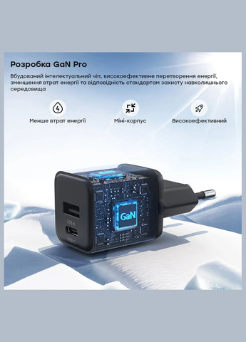 Мережевий зарядний пристрій PD5012 mini PD30W GAN A+C Black (43-00141) CHOETECH (317286618)