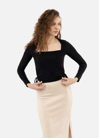 Чорна жіноча блуза з довгим рукавом колір чорний цб-00233761 TILLE