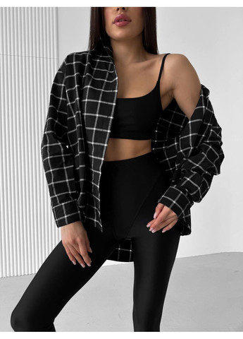 Черная повседневный, вечерний, классическая, домашний, кэжуал рубашка в клетку No Brand с длинным рукавом