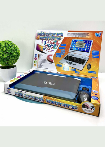 Ноутбук дитячий інтерактивний режими вивчення цифр алфавіту укр та англ мова Сірий (88777) WToys (318070130)