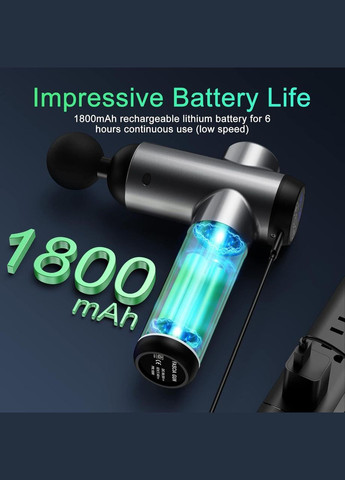 Перкуссионный ручной массажер Massage Gun BDBKMG, мышечный массажный пистолет, 99 режимов, 6 насадок, Черный No Brand (338596129)