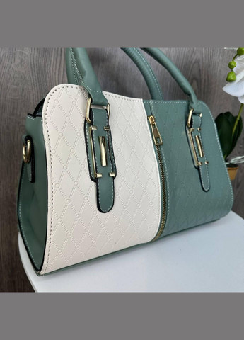 Оригінальна жіноча сумка на плече чорно-біла комбінована жіноча сумочка екошкіра біла чорна Зелений No Brand (335053719)