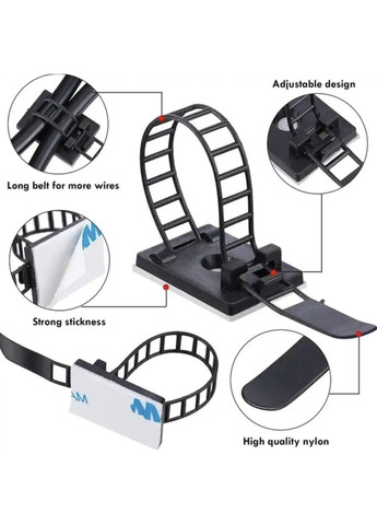 Органайзер фиксатор кабеля держатель для проволоки самоклеящаяся стяжка хомут пластиковый клипса 1 шт XL Белый OlaN (371647822)