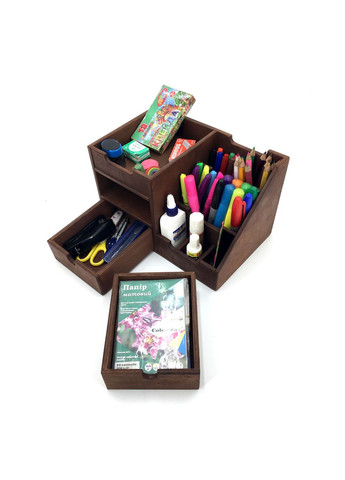 Органайзер настільний з дерева Лорел капучино (КНЦ-006709) No Brand (328225801)