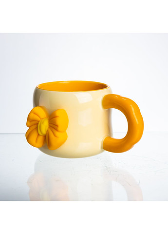 Чашка фарфоровая с магнитом 400 мл, бежевый с оранжевым. Yiwu (367724703)