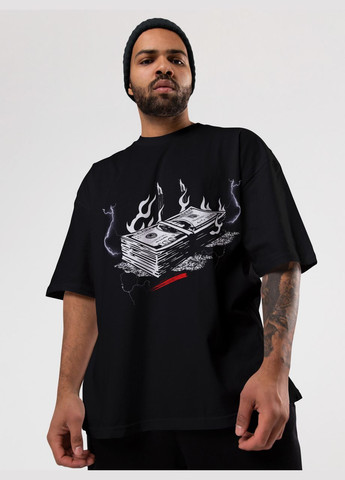 Черная мужская футболка оверсайз urban черная высокая плотность с длинным рукавом Mishe