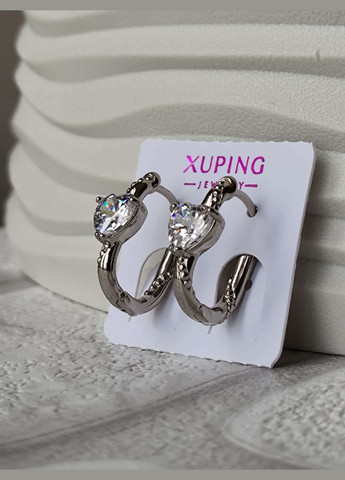 Сережки сріблясті ксюпінг xuping серце родій медичний сплав Xuping Jewelry (337503334)