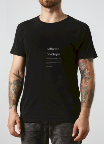 Чорна футболка чорна чоловіча "software developer" Ctrl+