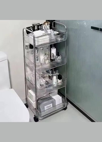 Полиця на колесах пластикова Підлоговий візок для кухні, ванної кімнати Набір 3 та 4 яруса No Brand (324445009)