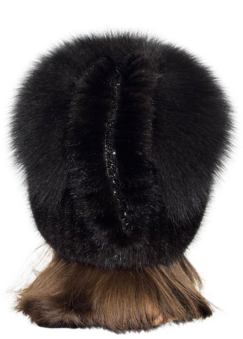 Жіноча норкова шапка на в'язаній основі з помпоном з хутра песця Меховой Стиль Перо (355802036)