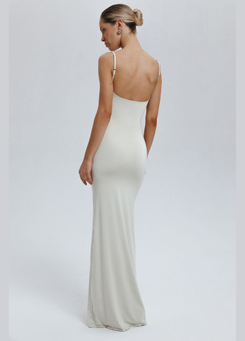 Оливкова сукня максі з відкритою спиною base 838 Papaya