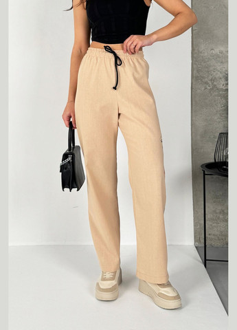 Жіночі модні повсякденні лляні довгі штани з яскравою вишивкою INNOE брюки (290665814)