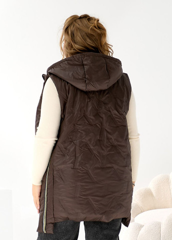 Жилетка жіноча демісезонна подовжена з капюшоном No Brand (364930481)