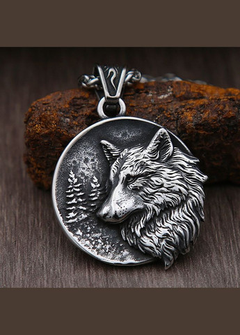 Кулон с цепочкой мужской голова волка Viking (338425400)
