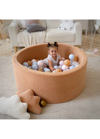 Сухий басейн з 150 кульками 100Х40 см з хутра Тедді (бежевий) JoyfulKids (370665077)